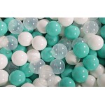 MeowBaby igralni bazen s kroglicami Mint: Turquoise/Transparent/White
