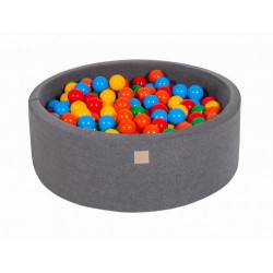 MeowBaby igralni bazen s kroglicami Dark Grey: Yellow/Red/Dark Green/Orange/Blue 