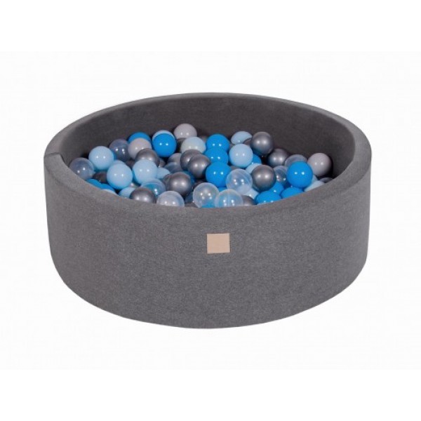 MeowBaby igralni bazen s kroglicami Dark Grey: Blue/Transparent/Babyblue