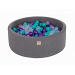MeowBaby igralni bazen s kroglicami Dark Grey: Turquoise/Violet/Transparent