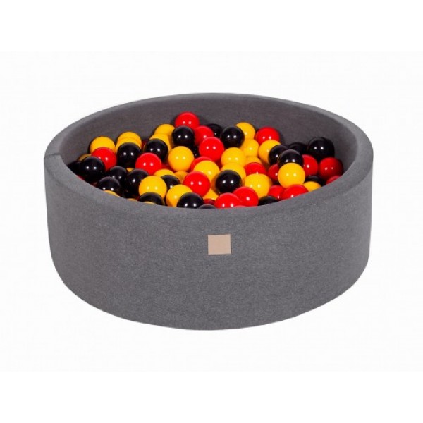 MeowBaby igralni bazen s kroglicami Dark Grey: Yellow/Red/Black 