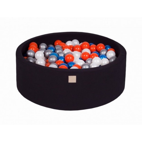 MeowBaby igralni bazen s kroglicami Black: Pearl Blue/Pearl White/Orange/Silver 