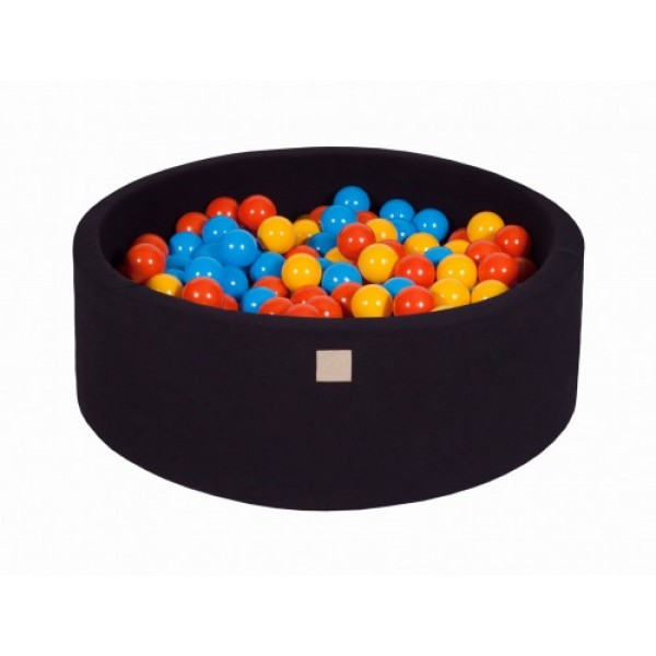 MeowBaby igralni bazen s kroglicami Black: Yellow/Orange/Blue 
