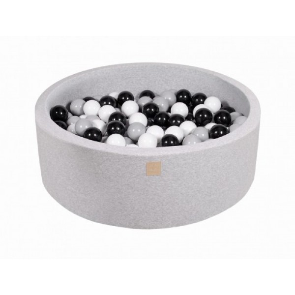 MeowBaby igralni bazen s kroglicami Light Grey: Black/Grey/White