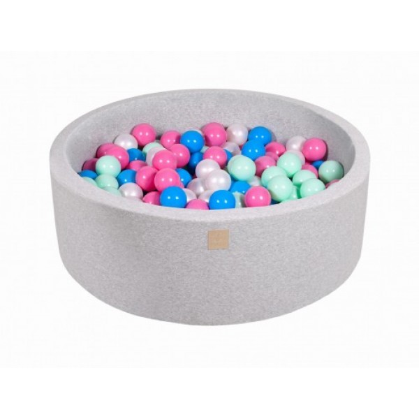 MeowBaby igralni bazen s kroglicami Light Grey: Blue/Pearl White/Light Pink/Mint