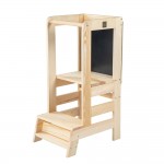 MeowBaby Montessori Kitchen Helper s tablo, natural wood