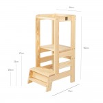 MeowBaby Montessori Kitchen Helper Natural wood