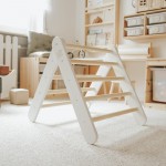 MeowBaby Montessori lesena lestev za otroke, White