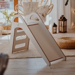 MeowBaby Montessori leseni tobogan za otroke Scandi - white