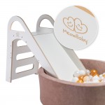 MeowBaby Montessori leseni tobogan za otroke Scandi - white