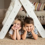 MeowBaby Montessori lesena lestev za otroke, White