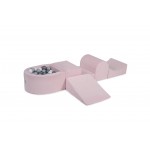 MeowBaby igralni poligon Light pink s 100 kroglicami: siva, bela, srebrna