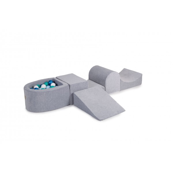 MeowBaby igralni poligon Light gray s 100 kroglicami: biserno modra, baby modra, bela, turkizna MeowBaby igralni poligon Light gray s 100 kroglicami: biserno modra, baby modra, bela, turkizna