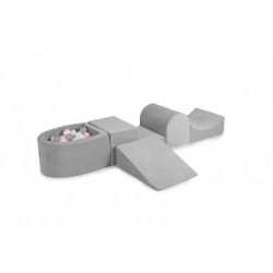 MeowBaby igralni poligon Light gray s 100 kroglicami: siva, bela, pastelno roza