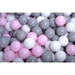 MeowBaby igralni poligon Light gray s 100 kroglicami: siva, bela, pastelno roza