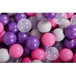 MeowBaby igralni bazen s kroglicami Light Grey: Dark Pink/Violet/Transparent/Grey