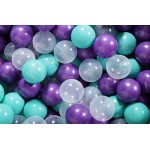 MeowBaby igralni bazen s kroglicami Dark Grey: Turquoise/Violet/Transparent